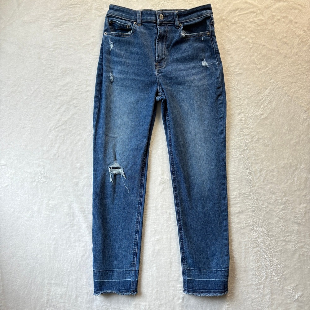 Gap Teen Jeans Girls Sz 16 Blue Sky High Skinny Ankle Distressed Raw Hem Denim‎